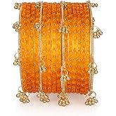Shining Diva Fashion 16 Pcs Trendy Stylish Glass & Kashmiri Ghungroo Bangles Set for Women & Girls | Latest Traditional Festi