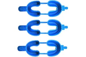 FUNCHIC 100pcs Disposable Dental Fluoride Trays Dental Impression Trays Fluorinated Foam Dental Tray Dental Materials Tray Size L Blue