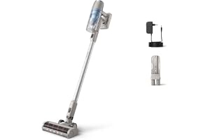 Philips Cordless Stick Vacuum, 21.6V, 660L/Min Airflow, 40 Min Runtime | 2000 Series, PowerCyclone 7, Hard Floor LED Nozzle, 3-Stage Filtration, Li-Ion Battery, Wall Mount, Cotton Blue, XC2011/612