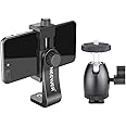 Neewer 360 Degree Vertical Rotating Smartphone Holder with Ball Joint for iPhone X 8 7 Plus 7 6 Plus, Samsung S8 S7 S6 and Other Phones Width Between 1.9-3.9 Inches/4.8-10 cm (Black)