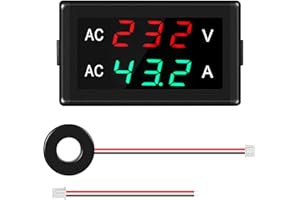 Jadeshay Voltmètre Ampèremètre Numérique, AC50-500V 0-120A Voltmètre AC Ampèremètre LED Affichage Numérique Tension Compteur de Courant avec Transformateur