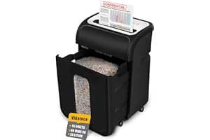 VidaTeco Cross-Cut Paper Shredder for Home Office, Heavy Duty 60-Minute 15-Sheet Shreds Paper/Credit Card Office Shredder, Security Level P-4 Jam Proof System 20L Pullout Bin with 4 Casters
