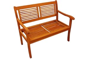 JUNADO SAM 2-Sitzer Gartenbank Cordoba, aus Akazie-Holz massiv, geölt, für Balkon, Garten & Terrasse, 110 cm