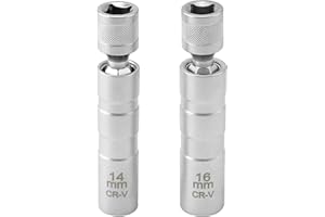 JEEJINYAN 2 Stück Zündkerzenschlüssel 14 mm und 16mm, Universal Magnetisch Zündkerzenschlüssel Set 3/8 Zoll Steckdose Demontagewerkzeug, Zündkerzenstecker für die Autoreparatur