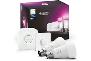 Philips Hue White & Colour Ambiance Smart Bulb Twin Pack LED [B22 Bayonet Cap] - 1100 Lumens (75W Equivalent). Works with Alexa, Google Assistant and Apple Homekit