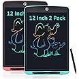 2 Pack LCD Writing Tablet, 12 Inch Colorful Digital ewriter Electronic Graphics Tablet Portable Board Drawing Tablet Pad for Kids Adults Home School Office (pink+blue-12")