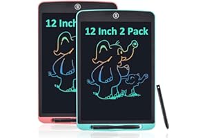 MIAVOGO LCD Schreibtafel Kinder 12 Zoll Set,mit Schutzhülle, Elektronisches Grafiktablett Tragbares Zeichentablett für Kinder und Erwachsene, Schreibtafel für Zuhause, Schule und Büro (Rot + Blau)