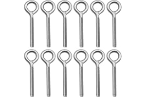 PLCatis Lot de 12 Boulons à Anneau M6 x 70mm en Acier Inoxydable 304 - Tiges Filetées à Anneau Comme Pièces de Fixation Idéal pour Suspension les Articles dans la Maison les Jardins ou les Industries