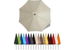 DUCHUNSHENG Umbrella Canopy Replacement Outdoor 6/8 Rib 6FT 7FT 8FT 9FT 10 FT 11FT, Market Patio Table Cover For Backyard Garden Courtyard Swimming Pool Lawn, Market Umbrella Top(Light Greige,2.3m - 6Ribs)