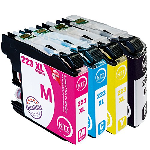 N.T.T.® 4x XL Tintenpatronen kompatibel zu LC-223 , LC-225 , LC-227 (1 Schwarz, 1 Cyan, 1 Magenta, 1 Yellow) für Brother mit aktuellstem Chip DCP-J4120-DW, MFC-J4420-DW, MFC-J4425-DW, MFC-J4620-DW, MFC-J4625-DW, MFC-J5320-DW, MFC-J5625-DW, MFC-J5720-DW, MFC-J5600, MFC-J5620-DW, Druckerpatronen