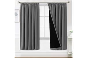 H.Versailtex 100% Blackout Curtains for Bedroom, Pencil Pleat Black Out Living Room Curtains Super Soft Thermal Insulated Curtain Pair Panel with Tiebacks, W90x L72 Inch, 2 Panels, Charcoal Grey