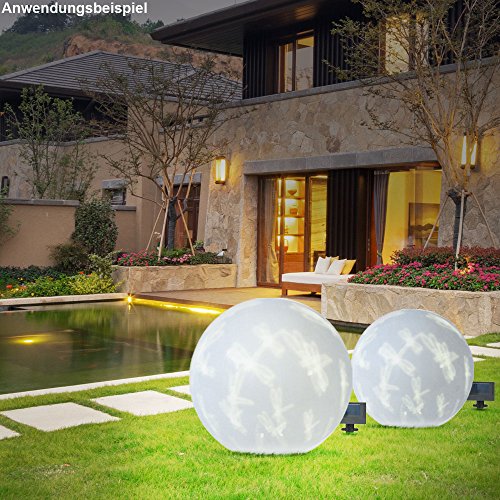 3er Set LED Solar Leuchten Kugel weiß Libellen rotierend Beleuchtungen Außen Steck Lampen Strahler - 5