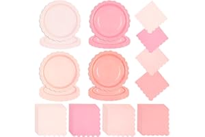 LDFDRT Lot de 40 assiettes en carton rose clair de 17,8 cm et 40 serviettes - Décoration d'anniversaire - Assiettes jetables - Décoration de fête (80 pièces au total) (rose)