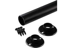 Gedotec Kleiderstange Wandmontage rund | 1 Set Garderobenstange mit 2 Stk Schrankrohrlager Schwarz matt | POLE | Möbelrohr Stahl 1000 mm Länge Ø 25mm - 60 kg Tragkraft | Kleiderstange Wand