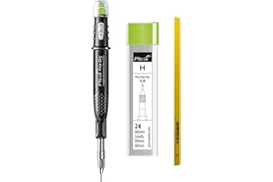 ADAM DEALS Pica Fine-Dry 0.9 - Rotulador de punta profunda 7070 + 24 minas de grafito de repuesto H 7050 + lápiz de carpintero amarillo estándar
