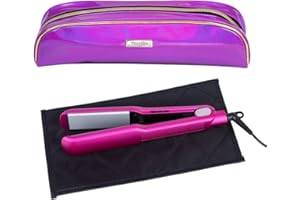 Terviiix Sac de voyage pour outils capillaires de grande capacité et tapis résistant à la chaleur pour ensemble de baguettes à friser, lisseur, fer à friser, pinces à friser (sac en PU rose rouge)