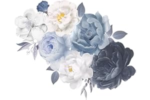 Colexy Adesivi Murali Fiori Peonia Grandi, Decorazione Da Parete per Soggiorno e Camera Da Letto, Rosa, 44x42cm (E)