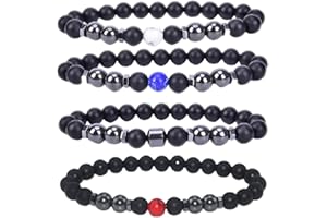 AOSEAHESS Anti Varicose & Swelling Anklet, Anti-swelling Black Obsidian Anklet, Magnetic Therapy Ankle Bracelet, Adjustable Weight Loss Magnet Anklet (4PCS)