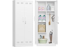 ‎SIGHTLIFE Sightlife Besenschrank Mehrzweckschrank Staubsaugerschrank Putzmittelschrank Putzschrank Haushaltsschrank Stauraumschrank Hofschrank Wäscheschrank Vorratsschrank Flurschrank Stahlschrank 70x30x168 cm
