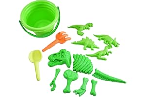 Kögler 90535 - Juego de moldes de Arena de Dinosaurio, de plástico orgánico, Varios moldes de Arena de Dinosaurio, así como una Pala, un rastrillo y un Cubo