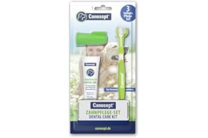 Canosept Set pulizia denti cane (3 pezzi) - spazzolino per cani - dentifricio per cani - spazzolino cani da dito - alitosi cane - denti cane - Cura dentale ottimale del cane - alitosi cane
