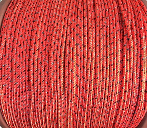 Braid on Braid Polyester Marine Boat Yacht Dingy Rope Rigging Halyard Sheet Line 05mm (Black/Grey fleck on Red, 100mt)