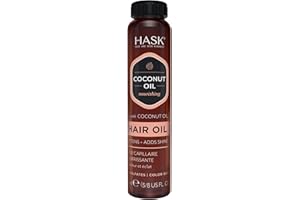 HASK Coconut Nourishing Shine Oil Vial for all hair types, colour safe, gluten-free, sulfate-free, paraben-free - 1 18mL Vial