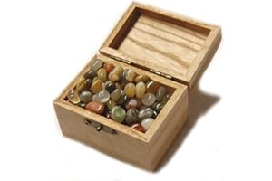 Esoterik-Versand Schatzkiste aus Hartholz, mit kleinen Edelsteinen gefüllt