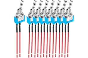 Gebildet 8piezas SPST Mini Interruptor Palanca Precableado,2puertos 2posiciones,Interruptor Encendido/apagado en Miniatura, 6A/125VAC, 3A/250VAC, para Dispositivos Electrónicos Salpicadero coche DIY