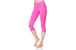 SOFTSAIL Leggings for Women 3/4 Length Capri Cotton High-Waisted Cropped with Tummy Control Yoga Pants for Women Ladies Leggings for Sports Workout Gym Activewear