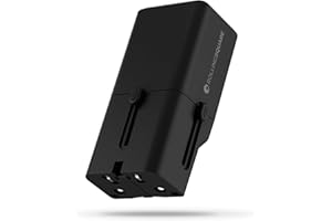 Rolling Square Pocket Travel Adapter - Universal-Ladeadapter mit USB-C für 200+ Länder US, EU, UK, AU, Stecker mit 30W Schnellladung für Smartphones, Tablets & mehr, Kompakt & Leicht, Schwarz