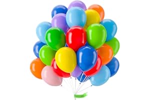 PartyWoo Rainbow Balloons, 50 pcs 10 Inch Assorted Colors for Garland or Arch - Birthday, Party, Baby Shower Decorations
