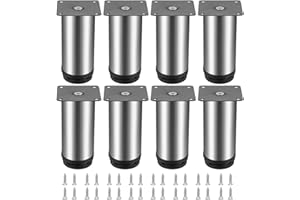 Youery 8 Stück 50 x 100 mm Verstellbare Möbelfüße,Edelstahl Möbelfuß,Tischbeine Möbelbeine,Sockelfüße Tischfuß Couchfüße Bettfüße,Einstellbare Höhe 0-15 mm,belastbar bis 160 Kg (mit Schrauben)
