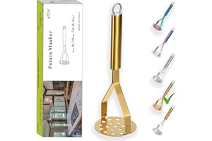 Berglander Heavy Duty Stainless Steel Gold Potato Ricer With Titanium Plating, Kitchen Vegetable Fruit Masher