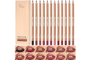 HQDA 12 PCS Lip Liner Pencil Set Matte Lip Contour Lipliner, Waterproof Long Lasting Lipstick Lip Liner Set, Smudge-Proof Lip Liner Pen (Colour, 12pcs/B)