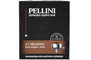 ‎PELLINI Pellini Gustobar N.1 Ground Coffee for Espresso Machines with Velvety Flavour, Arabica and Robusta Blend, Medium Roast, 2 Packs of 250 g