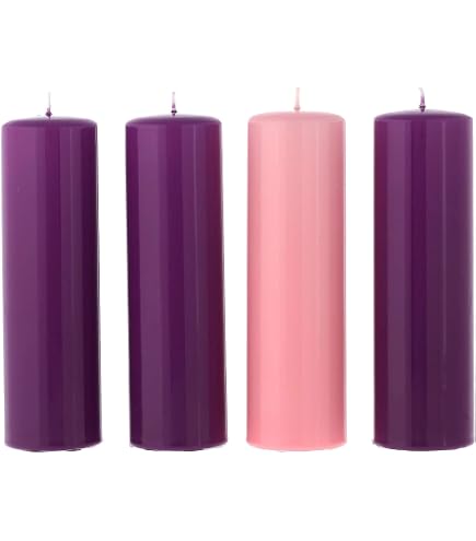 Set Candele Avvento In Cera D'Api 5 Pezzi - Con Preghiere, Per Corona Dell'Avvento, Colori Tradizionali