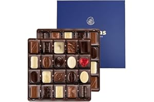Leonidas Belgian Chocolates Assortment of Milk, White & Dark Truffles, Pralines, Ganache, Cream & Caramels. (480g -32 Pieces)