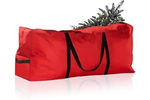 Gemokrt 125x38x50cm Porta Albero, 600D Impermeabile Oxford Sacca per Albero di Natale, Custodia per Decorazioni Natalizie, Mobili Piccoli/Medi, Rosso