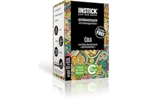 INSTICK JUST ADD WATER Instick Napój instant, bez cukru, o smaku coli, 12 saszetek, na 12 x 0,5 l, proszek do przygotowania napoju, wegański, niskokaloryczny, z witaminą C, aromatyzowany