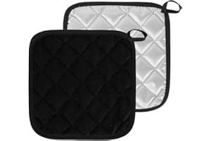 FANMURAN Presine da Cucina in Cotone Accessori per Cucina Pentole Forno Resistente al Calore Lavabile Grande Set di 2pz (Nero)