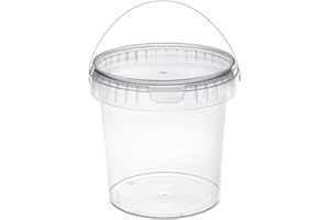 Garronda Secchio con Coperchio 1 L per la conservazione di Prodotti Alimentari e chimici 50 Pezzi Trasparente GD-0072