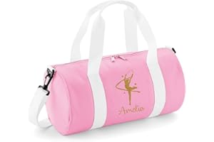 beyondsome Personalised Girls Rhythmic Ribbon Gymnastics Glitter Barrel Bag
