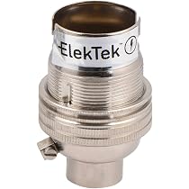 ElekTek B22 Lampenfassung – 52 Mm Durchmesser, 3 Befestigungslöcher – Gebürstet Antik, Keramik-Innenfutter