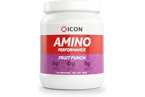 BCAA, Amino Acid Powder Drink with L Glutamine, Vitamins and Electrolytes | Sugar Free Pre and Intra Workout Recovery Drink | 30 Servings - ICON Nutrition Amino Performance
