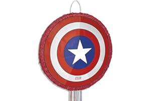 UNIQUE Multicolor Captain America Shield 3D Pinata (45cm x 45cm) 1 Piece - Perfect for Superhero-Themed Parties and Events