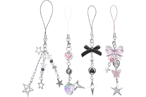 Ruzister 4 Stück Niedliche Handy-Charms, ästhetische Y2K-Handy-Charms, Riemen, Y2K-Zubehör Trageschlaufe für Handytasche, Schlüsselanhänger, Kamera-Anhänger, Dekor