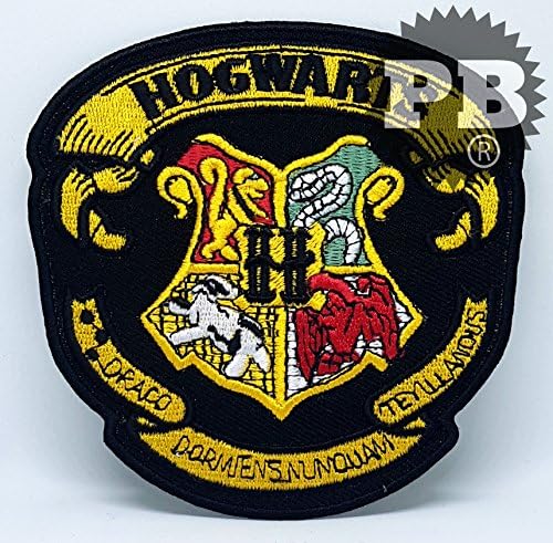 HARRY POTTER NEW COLLECTION Iron Sew on Embroidered Patches (011 Hogwarts Yellow on Black)