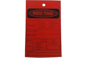 KCTS LTD Red 5S Tags - Pack of 100, Red, 110 mm x 70 mm