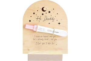 FREEBLOSS Surprise Pregnancy Announcement for Dad Baby Reveal Ideas for Husband Stars&Lunar Pregnancy Test Keepsake Wooden Sign for New Dad Surprise Gift